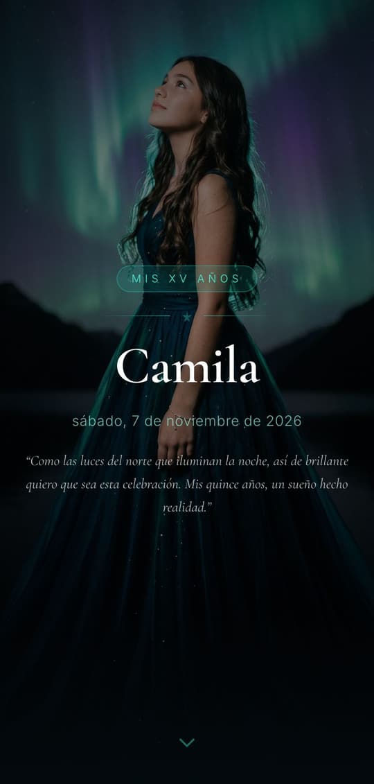 Invitación digital Aurora Boreal: portada del diseño
