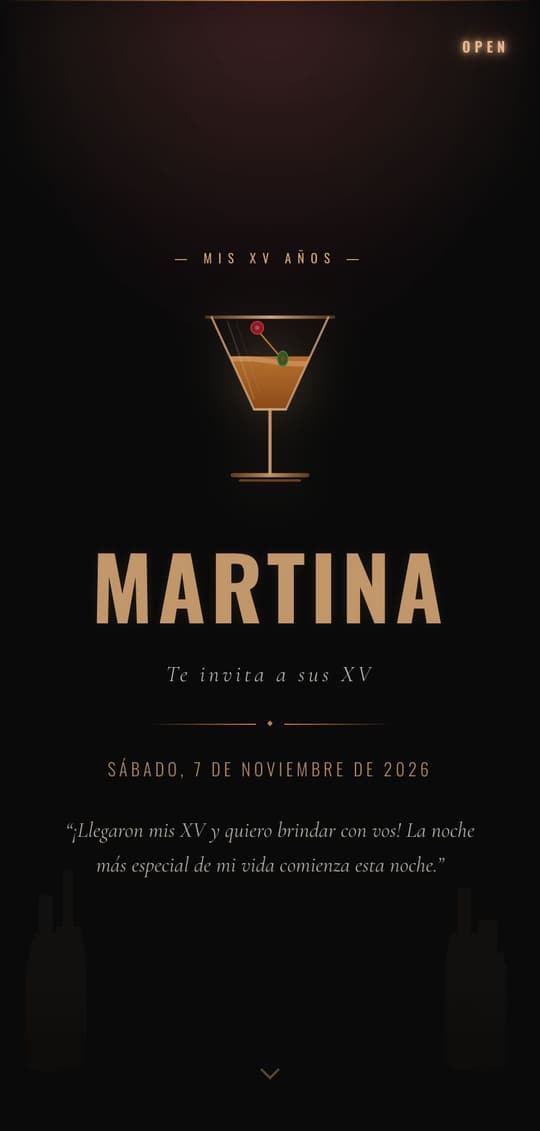 Invitación digital Bar Cocktail: portada del diseño
