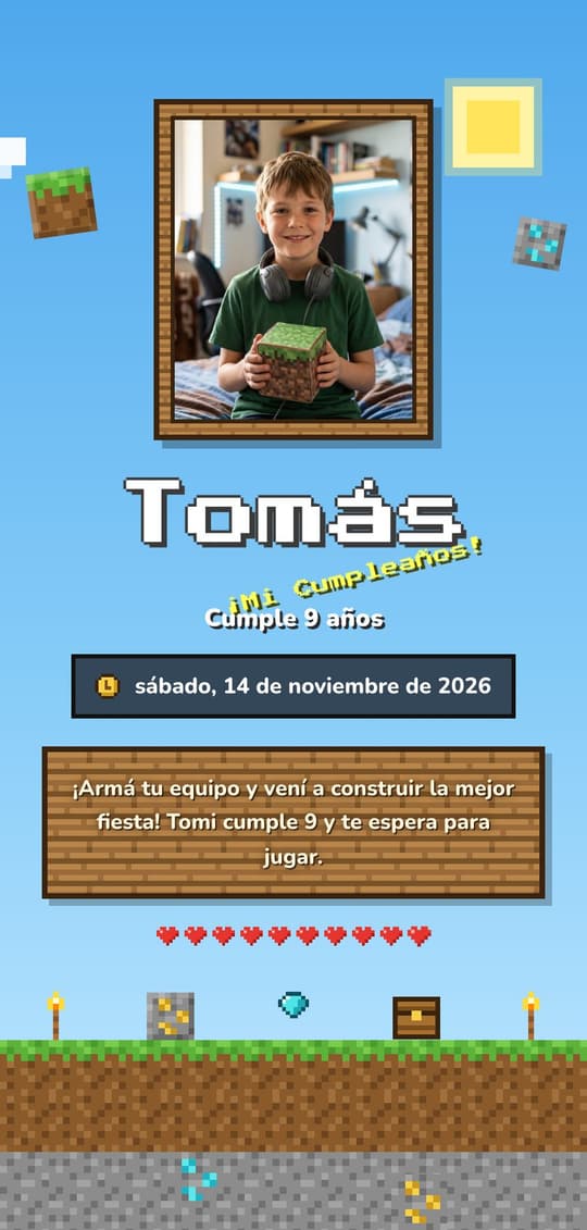 Invitación digital Bloques: portada del diseño