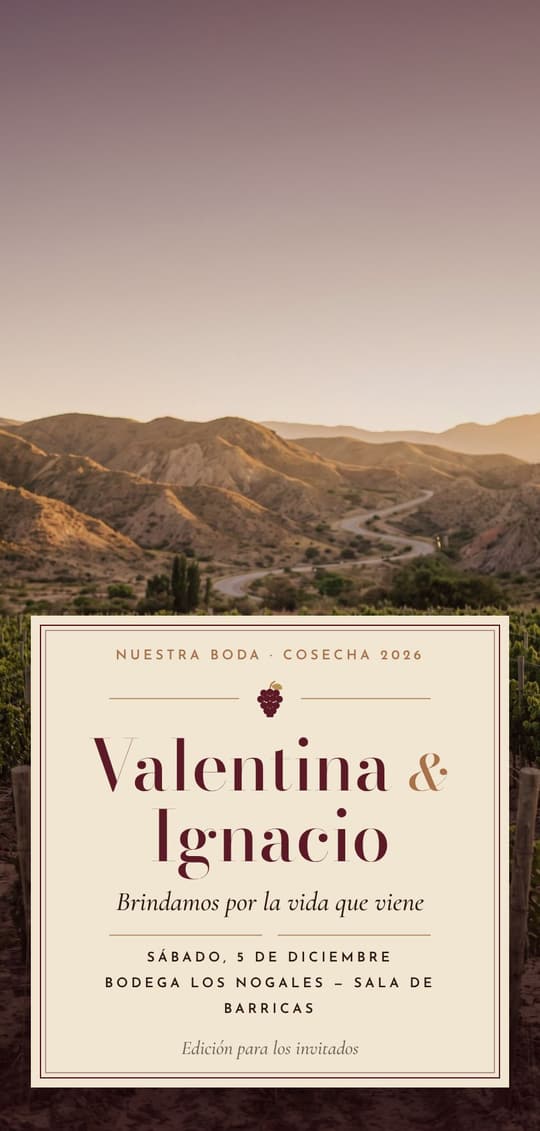 Invitación digital Bodega: portada del diseño