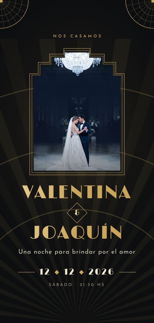 Invitación digital Gatsby: portada del diseño