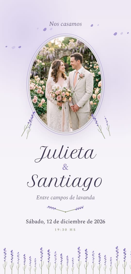 Invitación digital Lavanda: portada del diseño