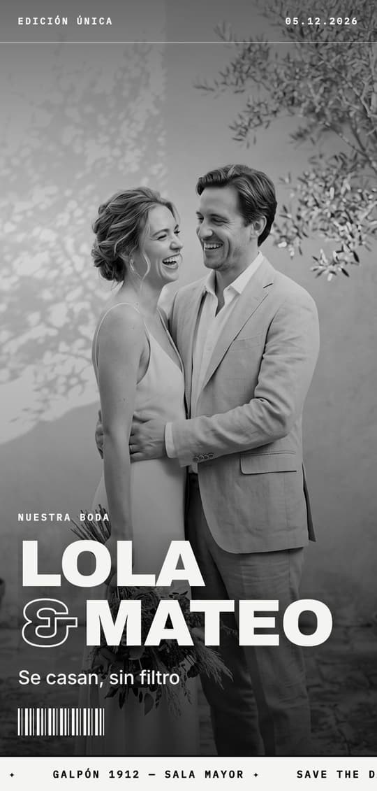 Invitación digital Monocromo: portada del diseño