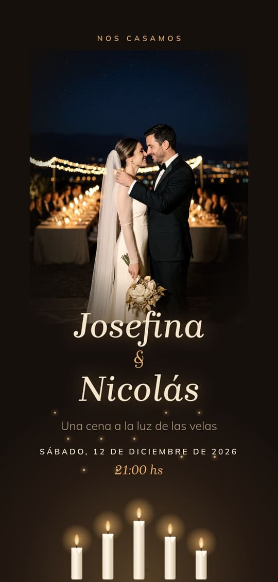 Invitación digital Velas: portada del diseño