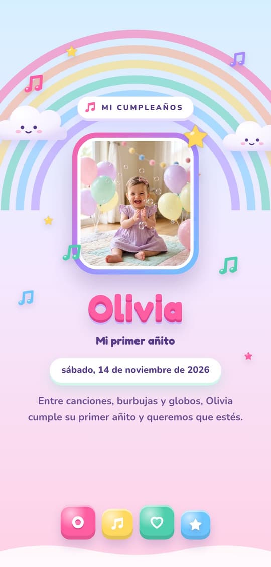 Invitación digital Cancioncitas: portada del diseño