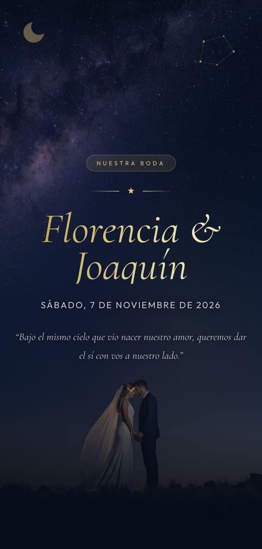 Invitación digital Cosmos: portada del diseño