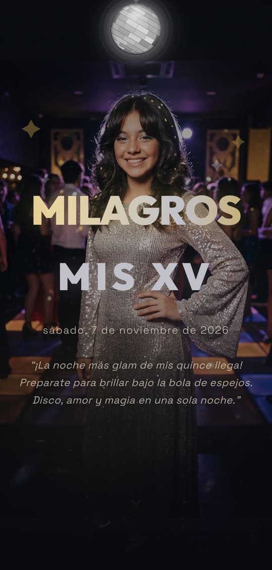 Invitación digital Disco Ball: portada del diseño