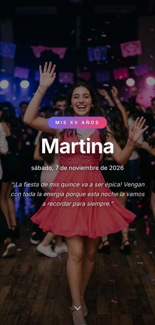 Invitación digital Fiesta Vibrante: portada del diseño