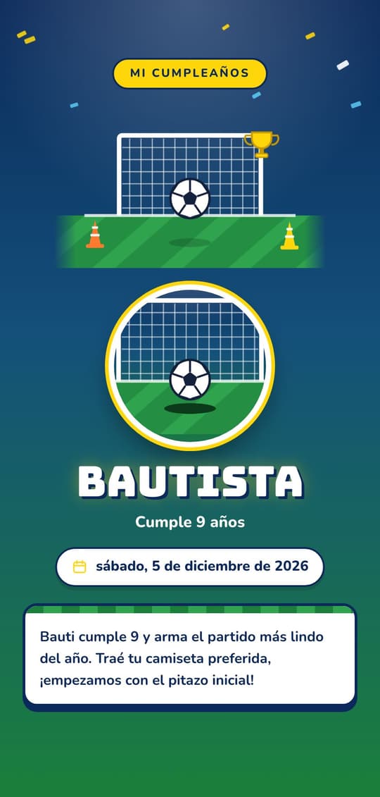 Invitación digital Golazo: portada del diseño