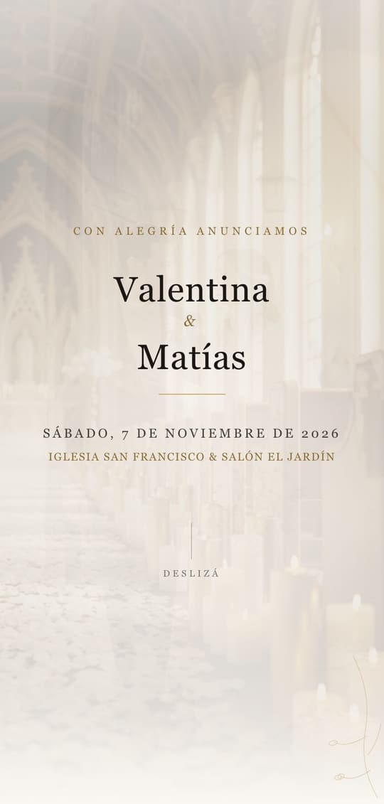 Invitación digital Golden Vows: portada del diseño