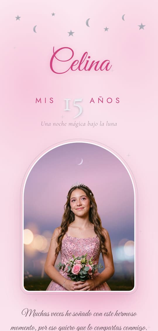 Invitación digital Luna Rosa: portada del diseño