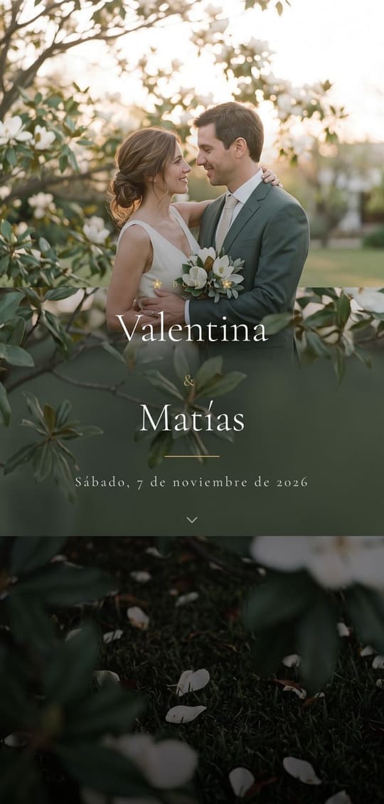Invitación digital Magnolia Blanche: portada del diseño