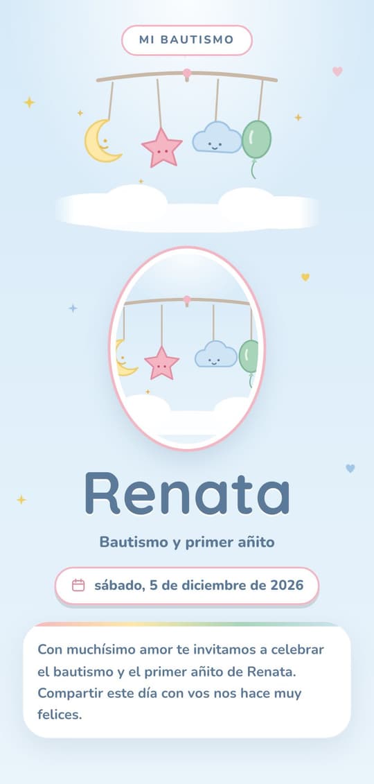 Invitación digital Nubecita: portada del diseño