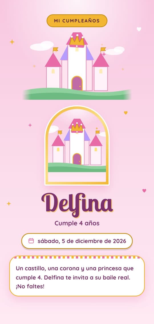 Invitación digital Castillo: portada del diseño