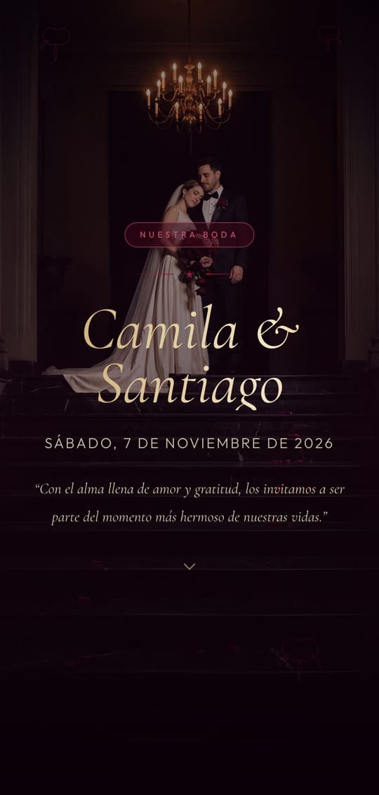 Invitación digital Rose Noir: portada del diseño