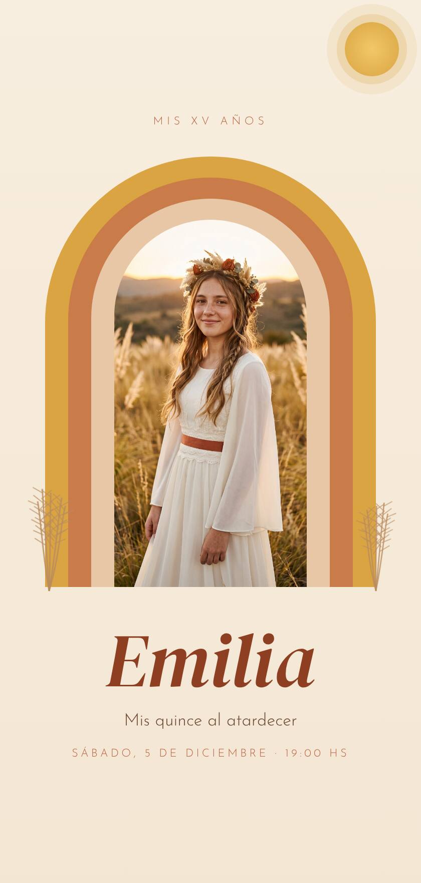Invitación digital Boho Sol: portada del diseño