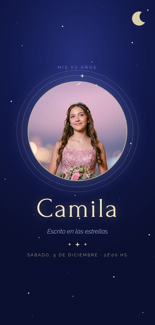 Invitación digital Noche de Estrellas: portada del diseño