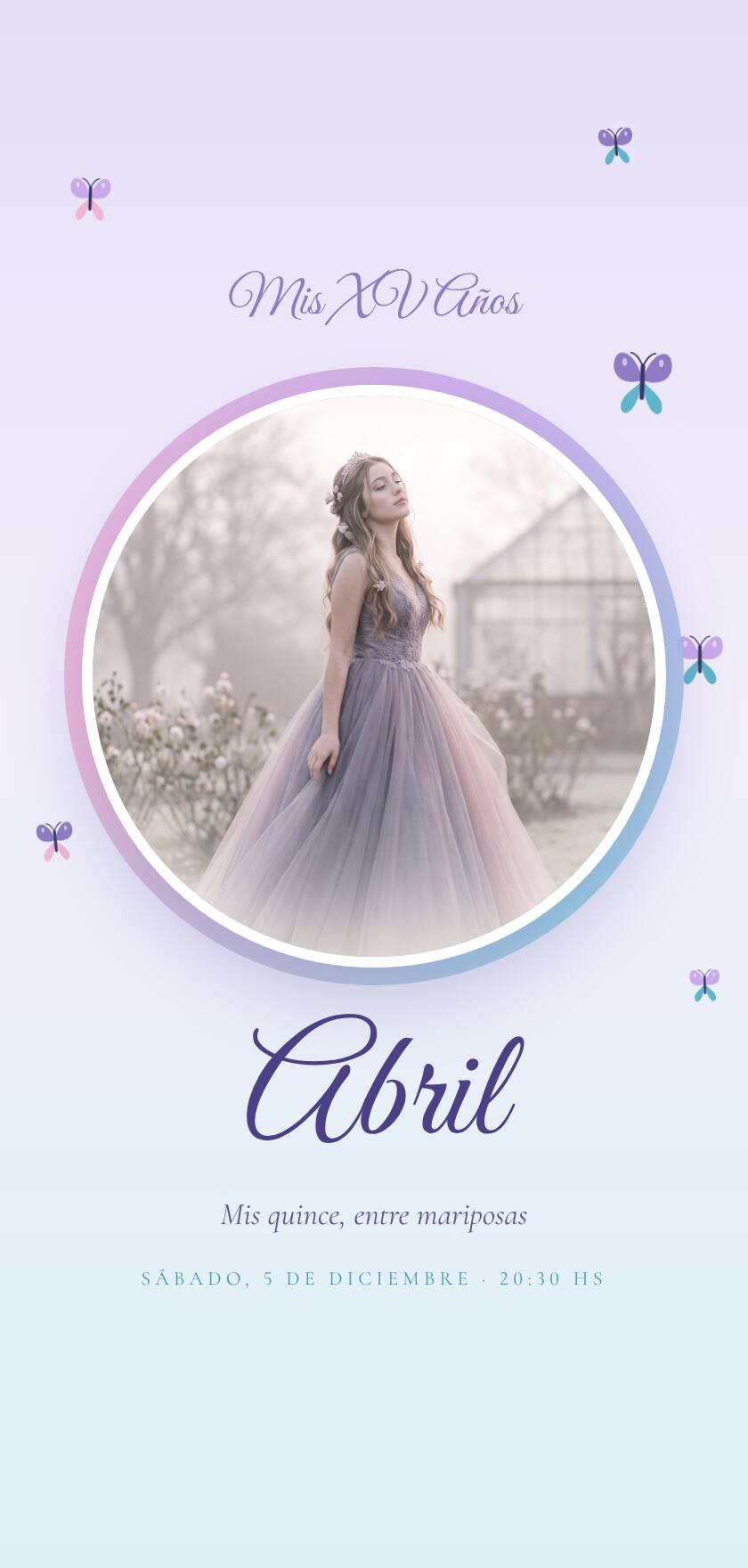 Invitación digital Mariposas: portada del diseño