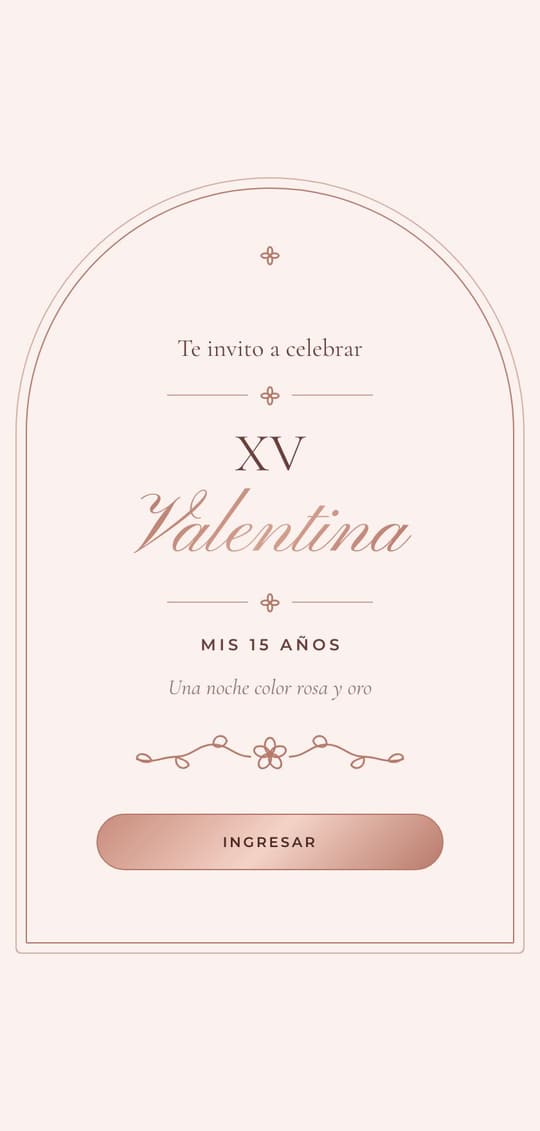 Invitación digital Rosa Oro: portada del diseño